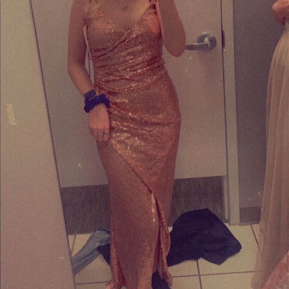 rose gold prom dress